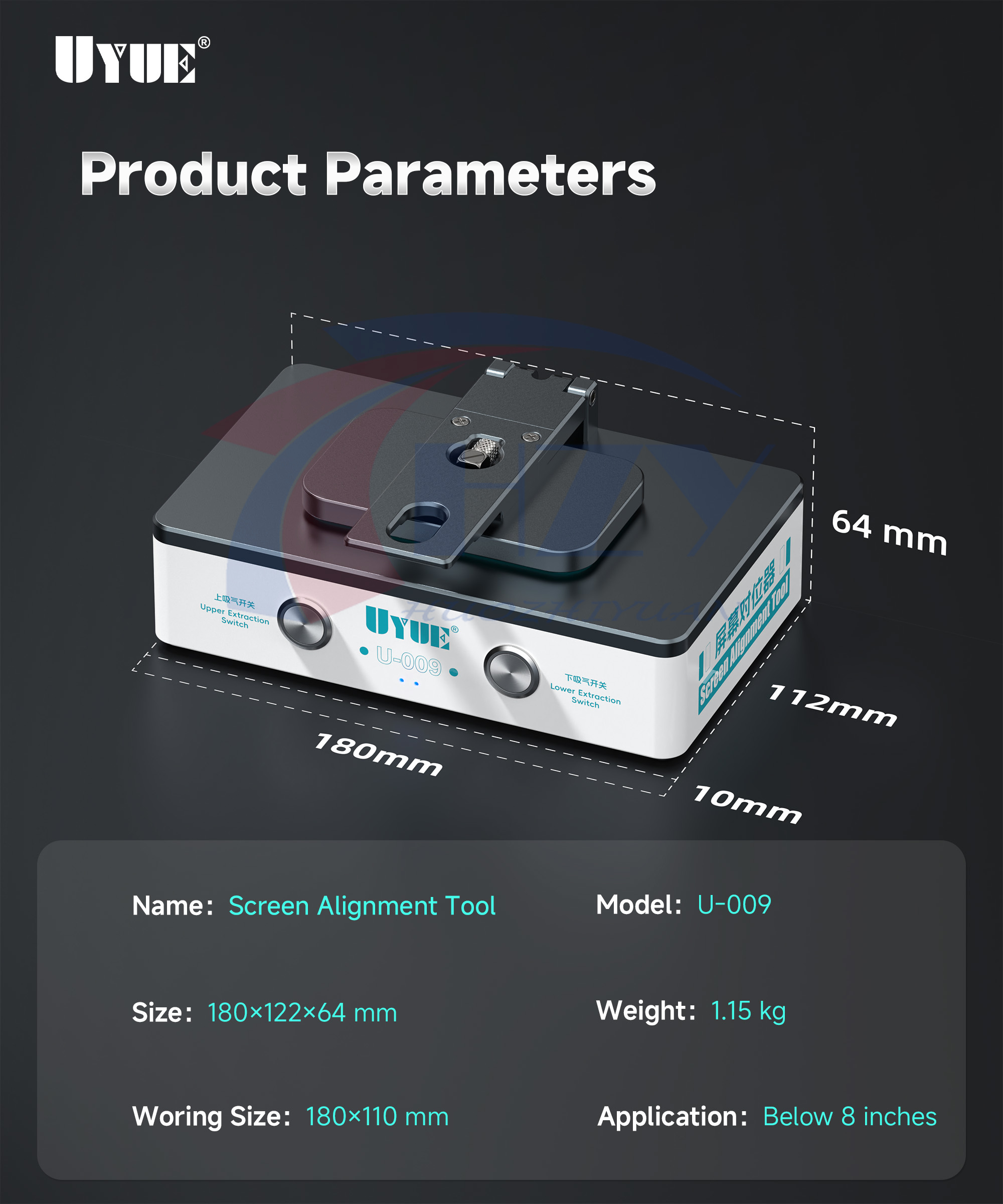 Screen Alignment Tool - UYUE U009 Schermuitlijningsgereedschap met ingebouwde dubbele